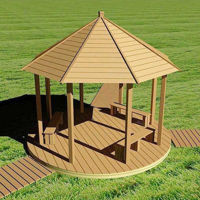 Un buen precio. Patio trasero WPC Gazebo de madera plástico compuesto WPC Pabellón 10x10 pies en línea