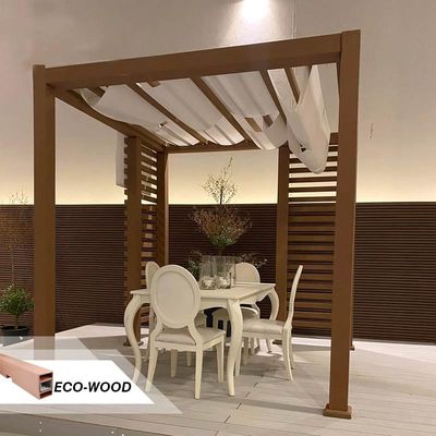 Un buen precio. Pergola comercial de madera WPC de madera compuesta para exteriores Pergola a prueba de rocíón en línea